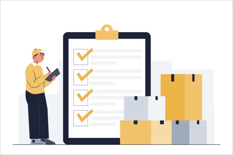 Store staff check the number of products that must be delivered